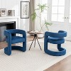SEYNAR Modern Velvet E-Shaped Open Back Dining chair Set of 2 - 3 of 4