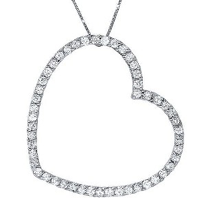 Pompeii3 3/4 Ct Lab Created Diamond Large Heart Shape Pendant 10k White Gold Necklace - 1 of 3