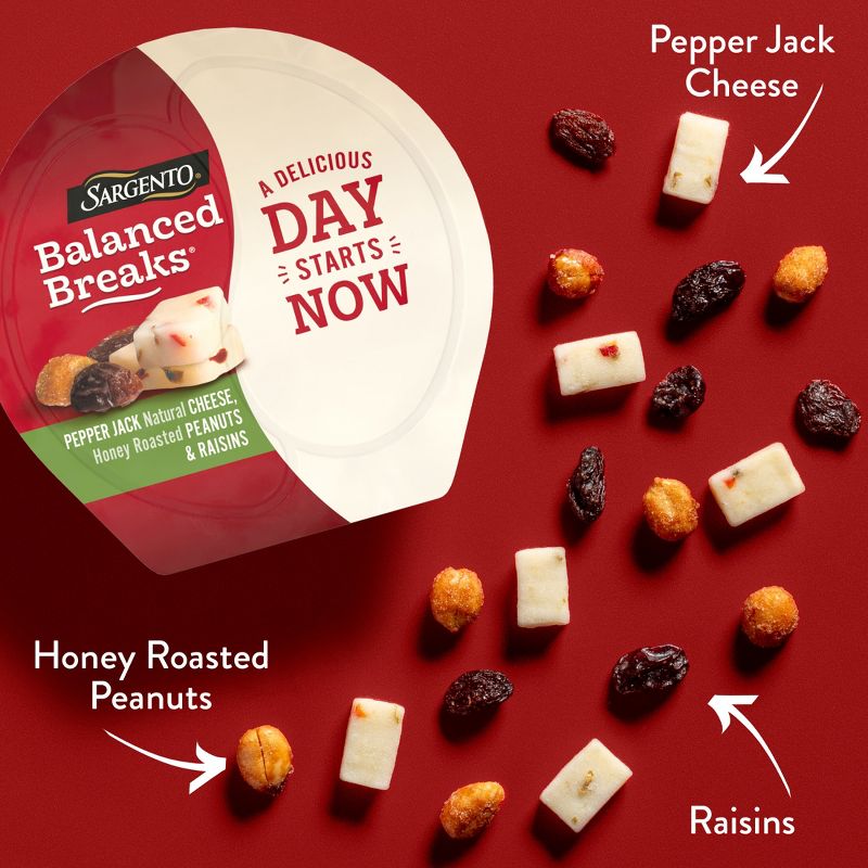Sargento Balanced Breaks Pepper Jack Cheese, Honey Roasted Peanuts &#38; Raisins - 4.5oz/3ct, 4 of 11
