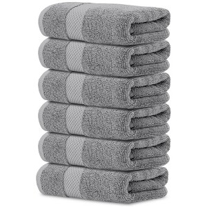 White Classic Luxury 100% Cotton Hand Towels Set of 6 - 16x30" - 1 of 4