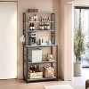 Coffee Bar, 31.5-Inch Baker's Rack for Kitchen with Storage, Featuring 6-Tier Kitchen Shelves and 6 Hooks, Ideal as a Microwave Stand - 4 of 4