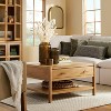 Grooved Wood Square Coffee Table with Drawer - Natural - Hearth & Hand™ with Magnolia - 2 of 4