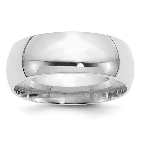 Black Bow Jewelry 8mm Rhodium Plated Sterling Silver Domed Comfort Fit Band - image 1 of 4