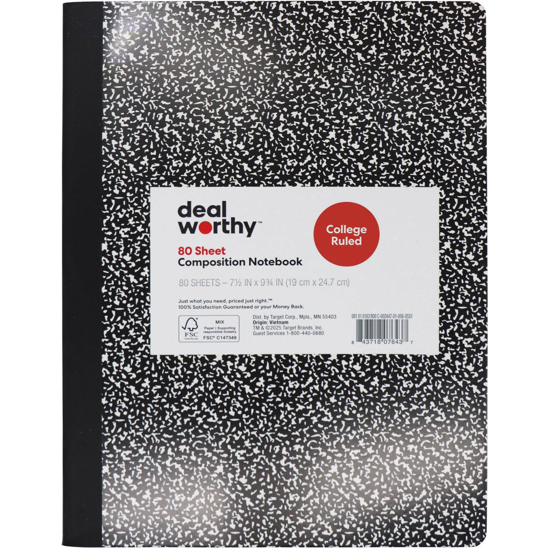 Composition Book College Ruled Black - Dealworthy™