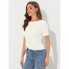 Allegra K Women's Summer Casual Boat Neck Short Sleeve Twist Knot Crop T-Shirt - 4 of 4