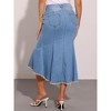 INSPIRE CHIC Women's Washed Denim High Waist Fishtail Pockets Casual Midi Skirt - 4 of 4