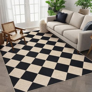 Coucheta Checkered Jute Runner Rug, Non-Slip Machine Washable Indoor Outdoor Rug, Farmhouse Style, Multi-Color & Size - 1 of 4