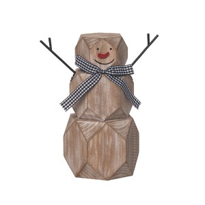 Transpac Wood 9.5 in. Off-White Christmas Carved Snowman - 1 of 2