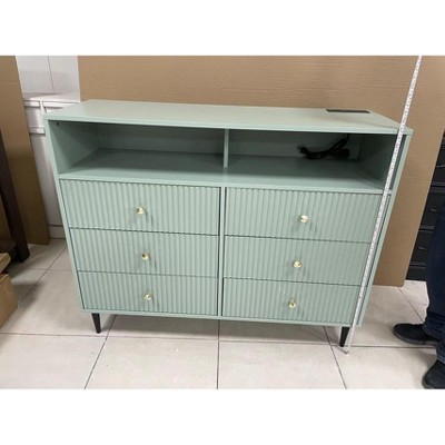 6 Drawers Dresser for Bedroom, Modern Chest of Drawers with Open Storage