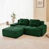 82" Corduroy L-Shaped Modular Sectional Sofa with Movable Ottoman, Pearl-Like Piping, Tufted Design, and No Assembly - 2 of 4