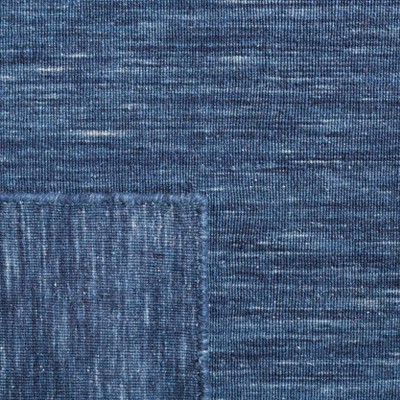 Handmade Navy Blue Wool and Cotton Flat Woven Rug, 4' x 6'