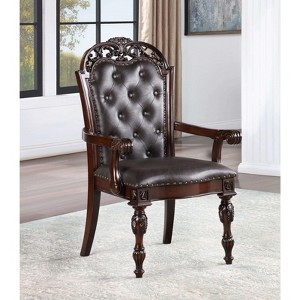 CAVINAS 23" Chateau De Ville Dining Chairs,Set of 2,Luxury Upholstery Chairs with/without Armrest,Formal Dining Room Chairs,Button-Tufted Backrest - 1 of 4