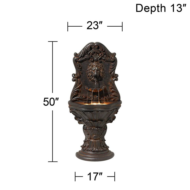 John Timberland Imperial Lion Acanthus Rustic Outdoor Floor Wall Water Fountain with LED Light 50" for Yard Garden Patio Home Deck Porch House Balcony, 5 of 10