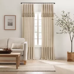 1pc 50"x95" Light Filtering Lucinda Knotted Fringe Window Curtain Panel Linen - Mercantile