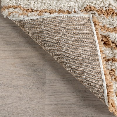 Grecia Beige and Blue Abstract 4' x 6' Shag Area Rug