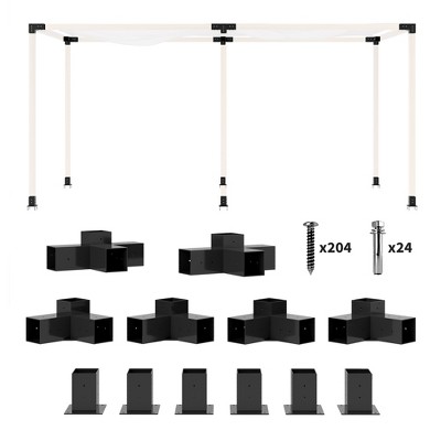 Outsunny DIY Pergola Kit, Pergola Brackets with 3-Way & 4-Way Corner Brackets and Post Base for 4"x4" (Actual 3.6"x3.6") Lumber
