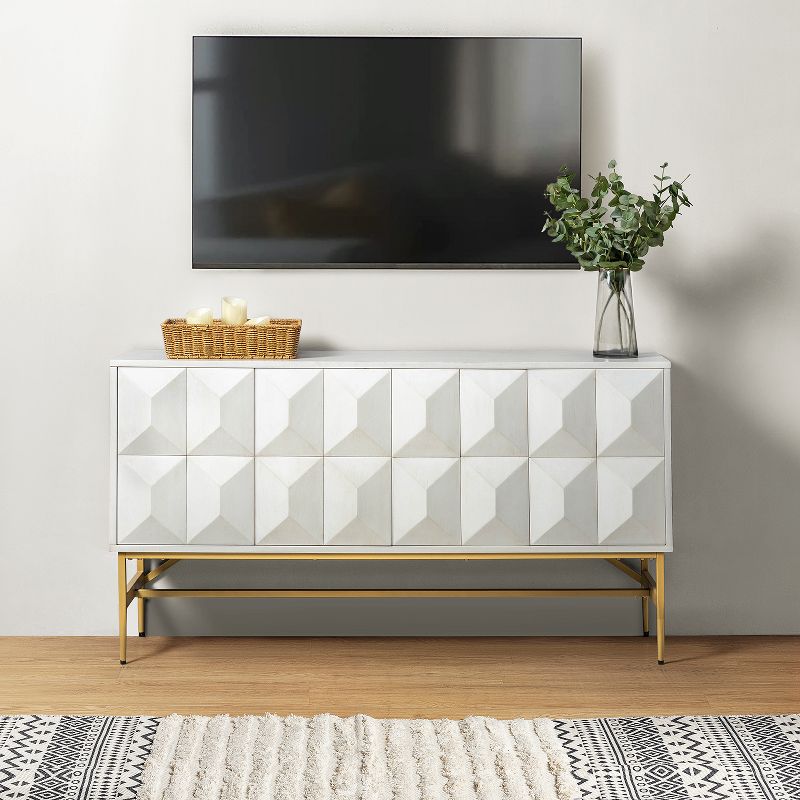 Emily 60''Contemporary Storage Wide Sideboard with Faceted Geometric Accents | KARAT HOME, 1 of 12
