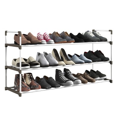 White and Gray 3-Tier Plastic Shoe Rack Organizer