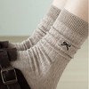Anna-Kaci Women's 3-Pack Ribbed Crew Socks with Subtle Flecked Texture and Mini Embroidered Bow Accent - 2 of 4