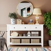 Retro Entryway Console Table, 50" Sofa Table with Three Drawers and Two Open Shelves-ModernLuxe - 2 of 4