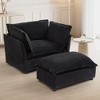 Whisen Chenille Armchair Sofa with Movable Ottoman, Wide Seat, Curved Armrests and Soft Pillows - 2 of 4