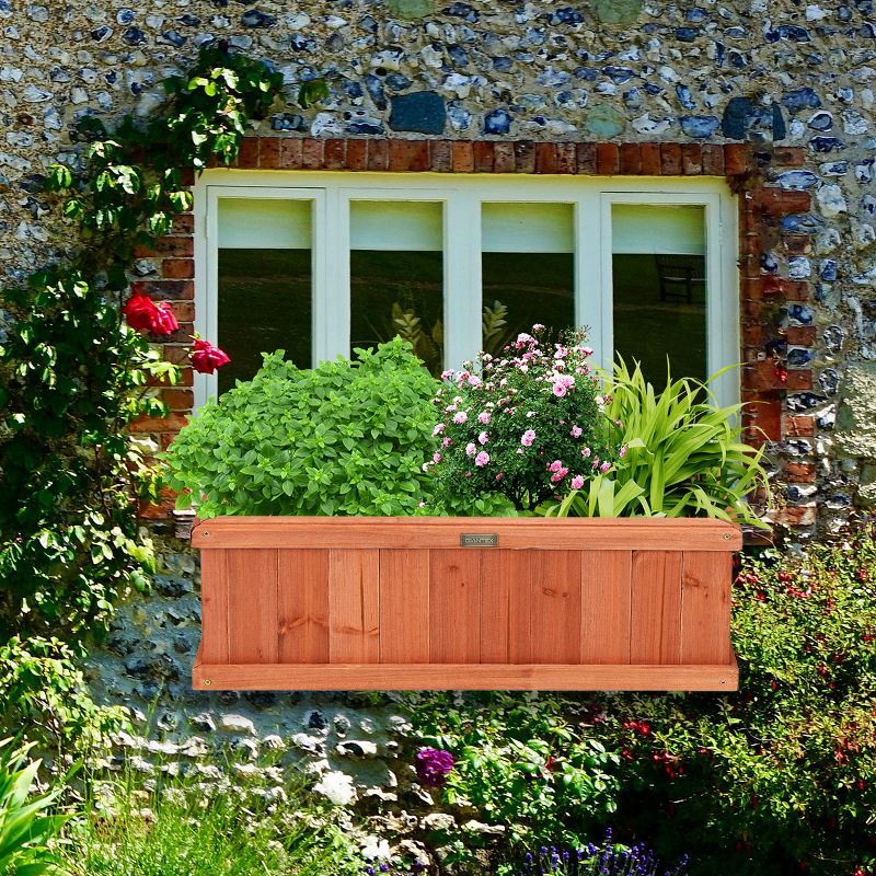 28/36/40 Inch Wooden Flower Planter Box Garden Yard Decorative Window Box Rectangular, 4 of 11