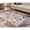 Ivory Navy and Orange Floral Power Loom Area Rug - 2 of 4