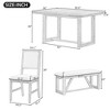NicBex Dining Table Set for 6 Retro Rectangular Table with Trestle Base 4 Chairs and 1 Bench for Kitchen - 3 of 4