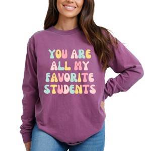 Simply Sage Market Favorite Students Colorful Garment Dyed Long Sleeve - 1 of 4