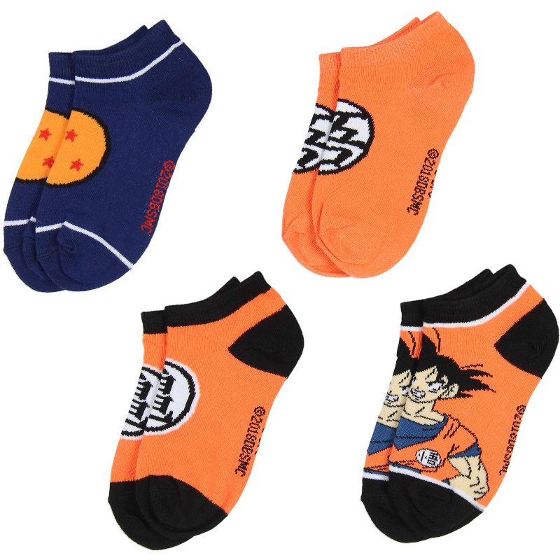 Dragon Ball Z Boys' Socks Goku Kame Symbols 4 Pairs Kids Ankle No Show Socks Multicoloured, 1 of 6