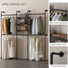 114" Garment Rack Wall Mounted Clothes Rack, 1000 lbs Industrial Pipe Clothing Racks, Heavy Duty Storage Wardrobe Closet Kit Walk in Closet Systems - 2 of 4