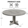 Homhougo Round Dining Table for 4, 47 Inch Farmhouse Kitchen Table with Wood Tabletop and Stable Base, Circle Dinning Room Table Gray - 2 of 4