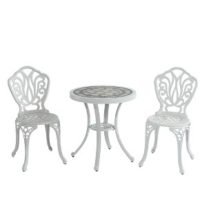 CLIHOME 3-Piece Modern Patio Cast Aluminum Bistro Table and Chairs Set - 1 of 4