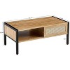 CuisinSmart Coffee Table Mid Century Rectangle Wooden Accent Table with Sliding Door Panel Open Storage Shelf and Metal Legs Sofa for Living Room - 4 of 4