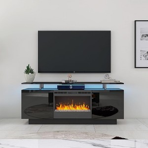 WhizMax Black 160CM Large TV Cabinet with Fireplace Can Heating Change Color 9 Models 8 Levels with LED Light - 1 of 3