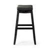 Maven Lane Sophia Backless Bar Stool In Aged Black Finish with Charcoal Black Vegan Leather - 3 of 4