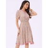 Allegra K Women's Floral Ruffle Neck Smocked Waist Short Sleeve Sundress - 2 of 4