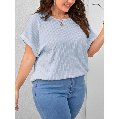Women's Plus Size T Shirts Oversized Tees Summer Short Sleeve Crew Neck Tunic Tops