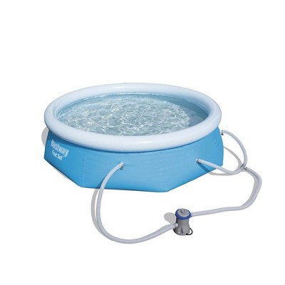 Bestway 57267E Fast Set Up 8ft x 26in Outdoor Inflatable Round Above Ground Swimming Pool with 330 GPH Filter Pump, Blue