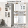 Whisen White Tall Bathroom Storage Cabinet with Glass Doors and Adjustable Shelves - 3 of 4