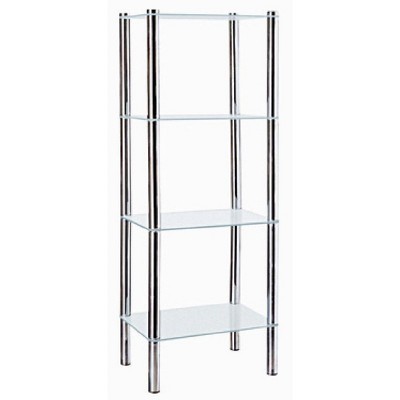 Home Basics 4 Tier Multi Use Rectangle Glass Corner Shelf, Clear