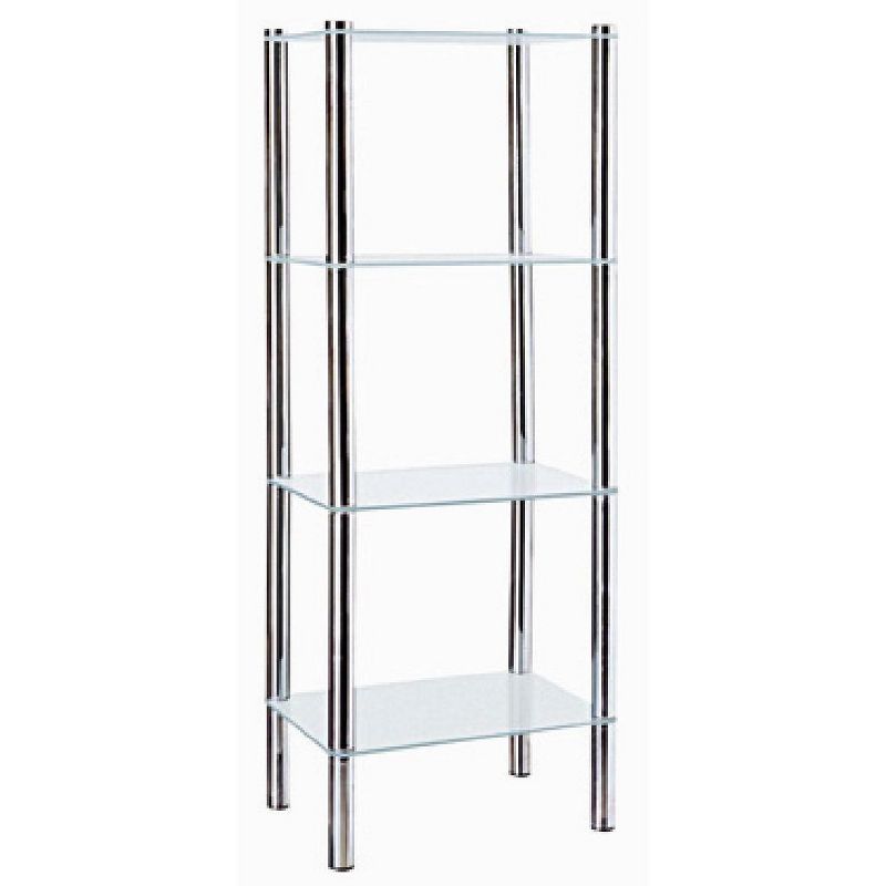 Home Basics 4 Tier Multi Use Rectangle Glass Corner Shelf, Clear, 1 of 3