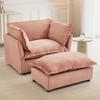 Lycvki 47" Modern Armchair Sofa Chair with Movable Ottoman and Soft Pillows - 2 of 4