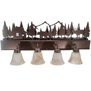 5 Star Super Deals Rustic Bathroom Vanity Light Fixture w/ Wildlife Silhouette Frosted Glass Globes and Bronze Finish - Perfect Cabin and Lodge Decor - 1 of 3