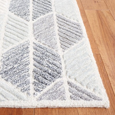 Gray Handmade Tufted Square Wool and Viscose Area Rug, 6' x 6'