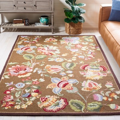 Chelsea Brown Hand-Knotted Floral Wool Area Rug