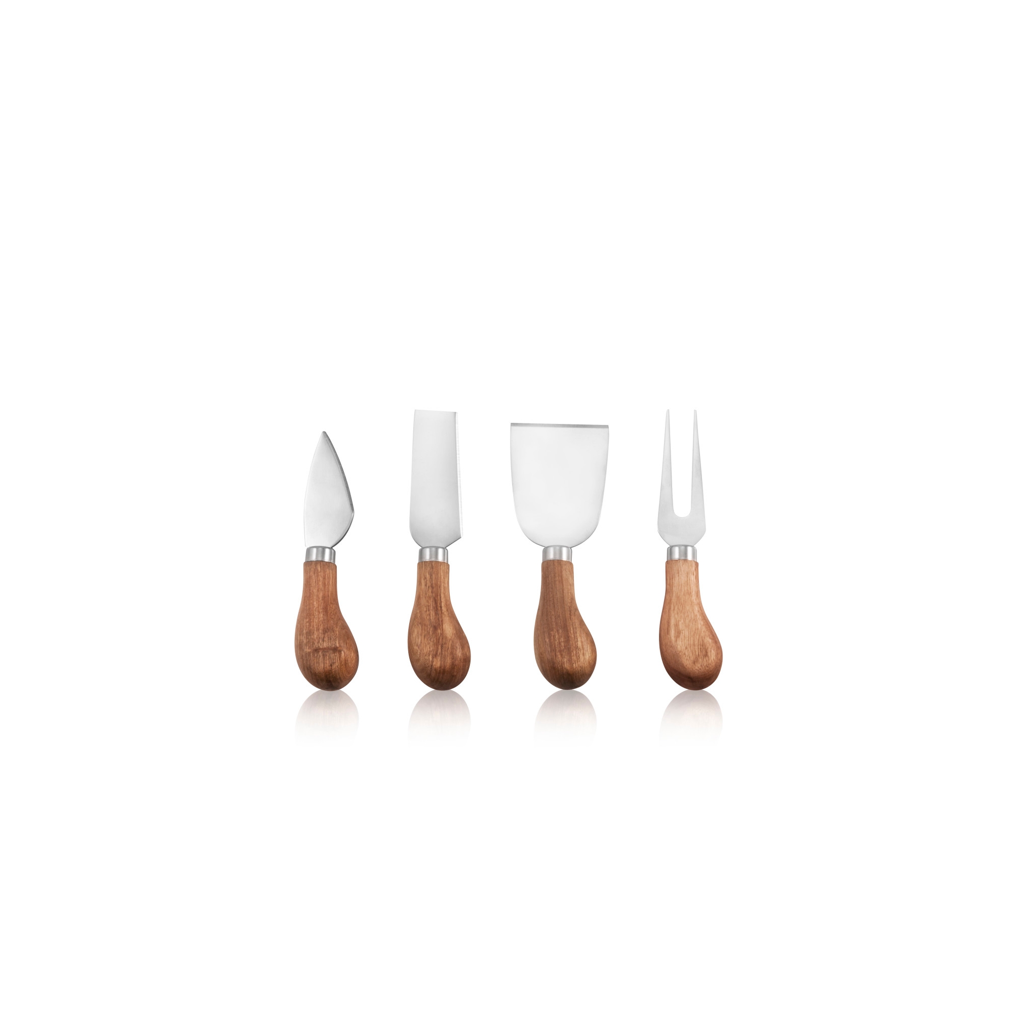 True Grove Gourmet Cheese Tool Set of 4, Stainless Steel with Acacia Wood Handles, Cheese Knives & Fork, Cheese Utensils, Housewarming Gifts, Birthday