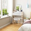 Tangkula Vanity Mirror Beauty Dressing Table Set w/ Cushioned Seat Modern White - 2 of 4