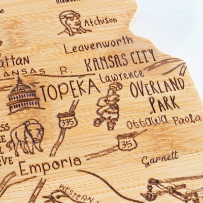 Kansas State Bamboo Cutting and Serving Board with Engraved Artwork