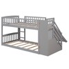 TiramisuBest Twin Bunk Bed with Drawers & Slide, Gray, Solid Wood, 94x90x50 inches, 184 lbs - 3 of 4
